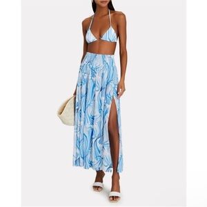 Melissa Odabash Pamela Cover-up Maxi Skirt in Blue Twirl Size Small